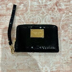 Michael Kors Black Clutch with Gold Hardware